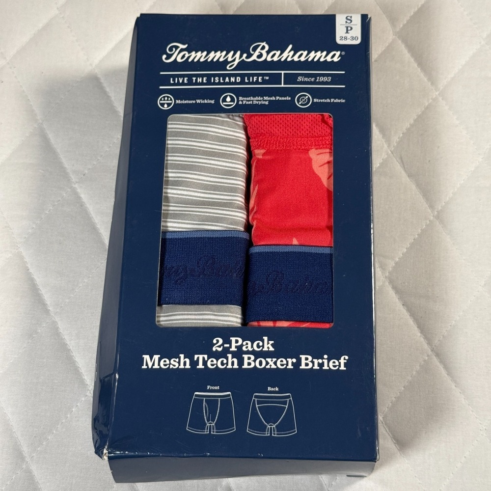 Tommy Bahama Mesh Tech Boxer Briefs 2‑Pack Men's Small Red/Gray NWT